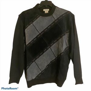 Men’s Tagio Suede Front Mock Neck Sweater Black